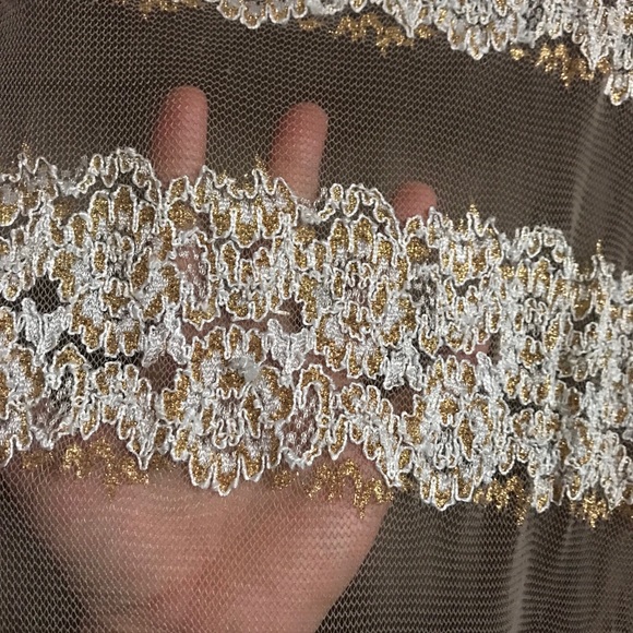 Tan top with sheer front by daytrip. Size L - Picture 4 of 5